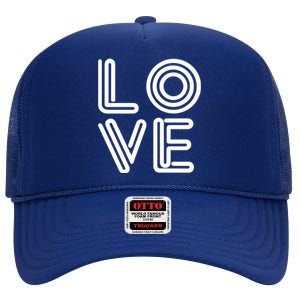 Love Valentines Day Word Logo High Crown Mesh Back Trucker Hat