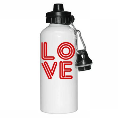 Love Valentines Day Word Logo Aluminum Water Bottle