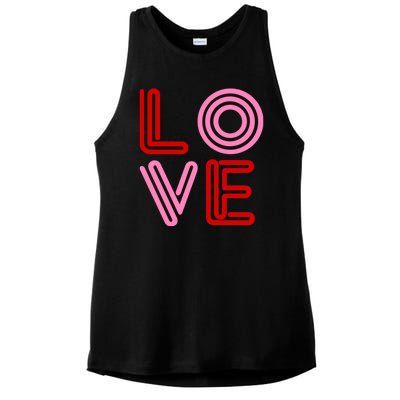 Love Valentines Day Pink And Red Logo Ladies PosiCharge Tri-Blend Wicking Tank