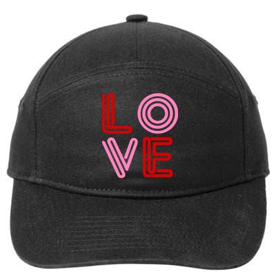 Love Valentines Day Pink And Red Logo 7-Panel Snapback Hat