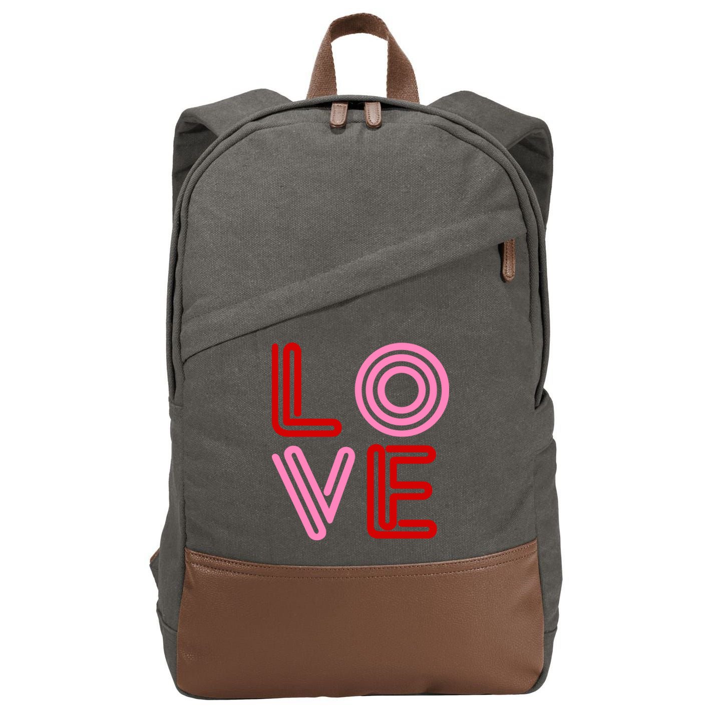 Love Valentines Day Pink And Red Logo Cotton Canvas Backpack