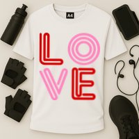 Love Valentines Day Pink And Red Logo Cooling Performance Crew T-Shirt