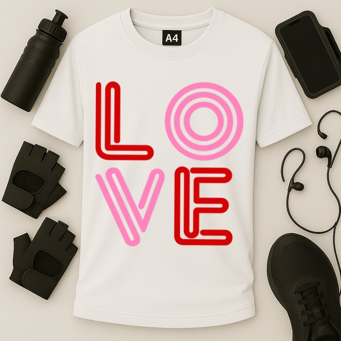 Love Valentines Day Pink And Red Logo Cooling Performance Crew T-Shirt