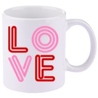 Love Valentines Day Pink And Red Logo 11oz C Handle Ceramic Mug