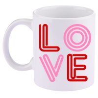 Love Valentines Day Pink And Red Logo 11oz C Handle Ceramic Mug