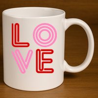 Love Valentines Day Pink And Red Logo 11oz C Handle Ceramic Mug