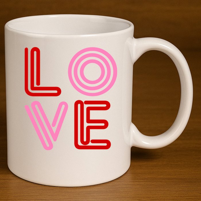 Love Valentines Day Pink And Red Logo 11oz C Handle Ceramic Mug