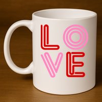 Love Valentines Day Pink And Red Logo 11oz C Handle Ceramic Mug