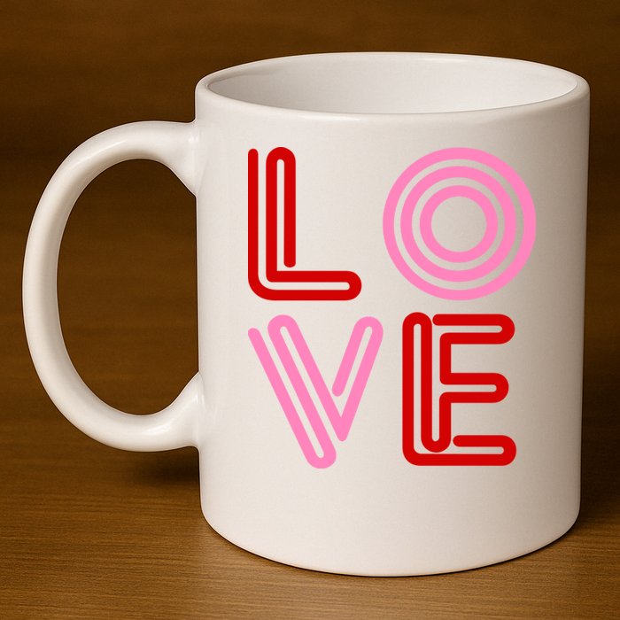 Love Valentines Day Pink And Red Logo 11oz C Handle Ceramic Mug