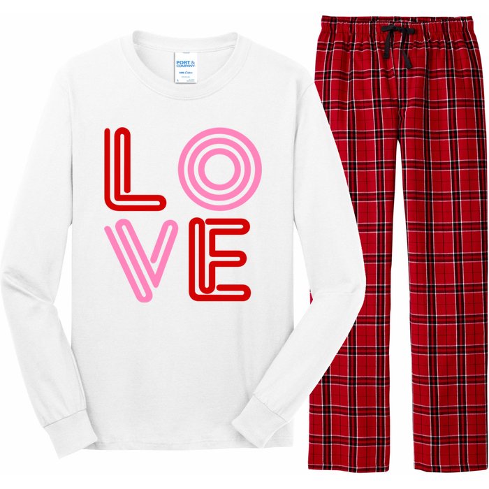 Love Valentines Day Pink And Red Logo Long Sleeve Pajama Set