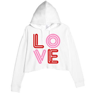 Love Valentines Day Pink And Red Logo Crop Fleece Hoodie