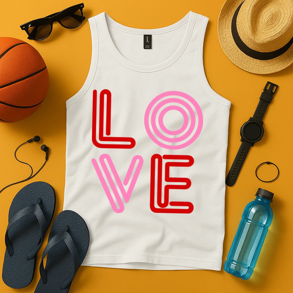 Love Valentines Day Pink And Red Logo Tank Top