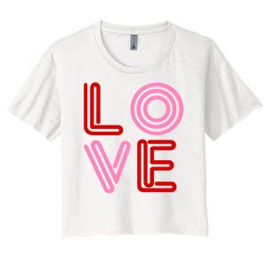 Love Valentines Day Pink And Red Logo Women's Crop Top Tee