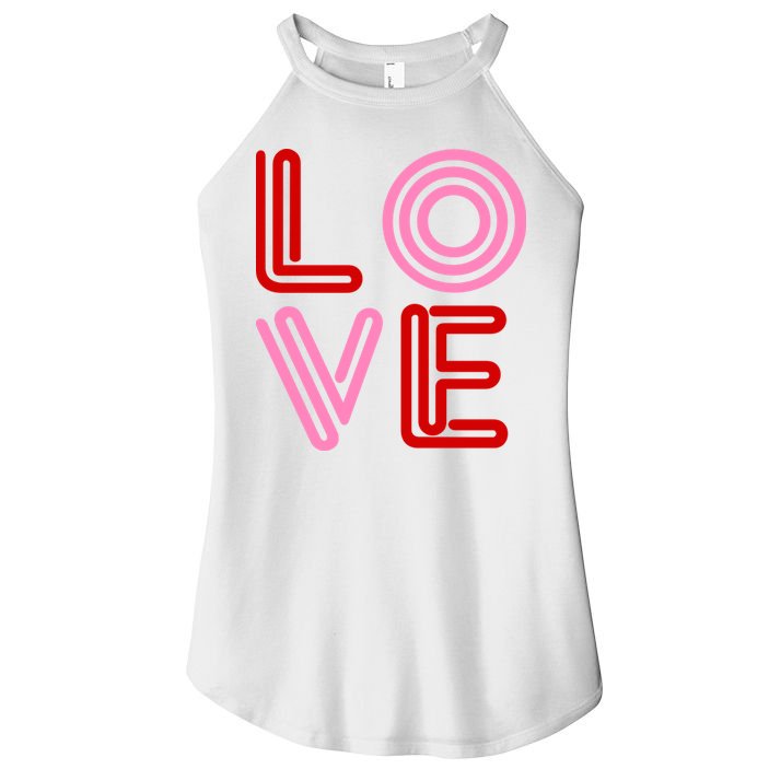 Love Valentines Day Pink And Red Logo Women's Perfect Tri Rocker Tank