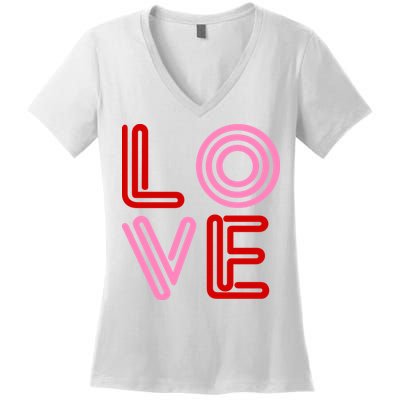 Love Valentines Day Pink And Red Logo Women's V-Neck T-Shirt