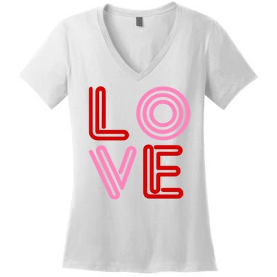 Love Valentines Day Pink And Red Logo Women's V-Neck T-Shirt