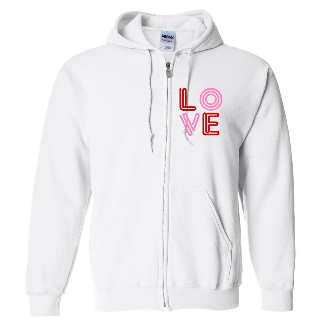 Love Valentines Day Pink And Red Logo Full Zip Hoodie