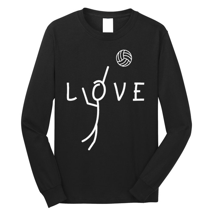 Love Volleyball Drawing Coach Player Long Sleeve Shirt