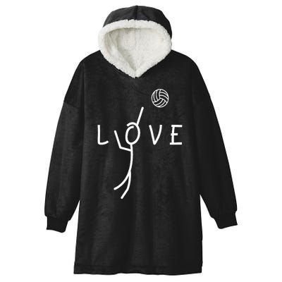 Love Volleyball Drawing Coach Player Hooded Wearable Blanket