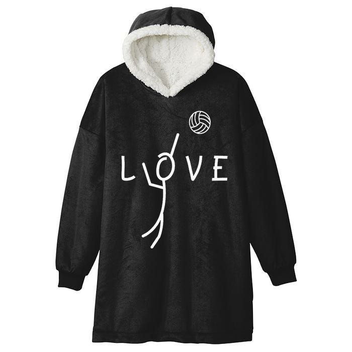 Love Volleyball Drawing Coach Player Hooded Wearable Blanket