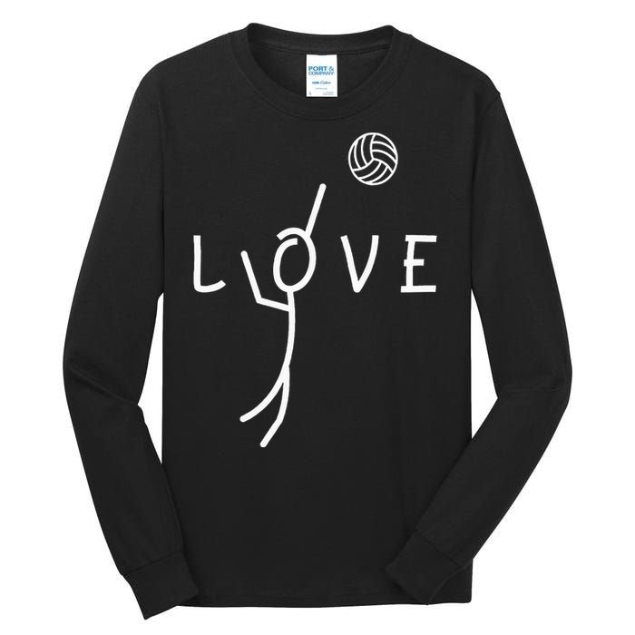 Love Volleyball Drawing Coach Player Tall Long Sleeve T-Shirt