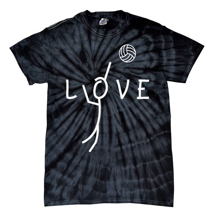 Love Volleyball Drawing Coach Player Tie-Dye T-Shirt