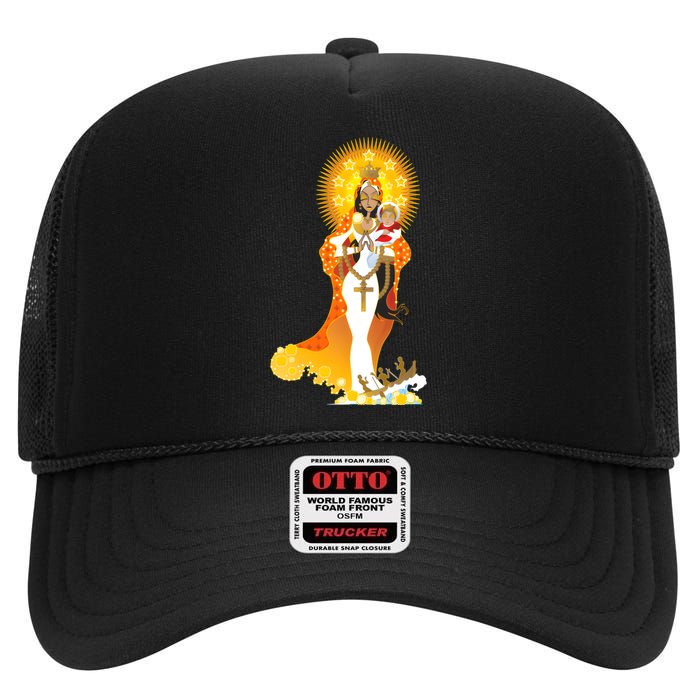 La Virgen De La Caridad Del Cobre High Crown Mesh Back Trucker Hat