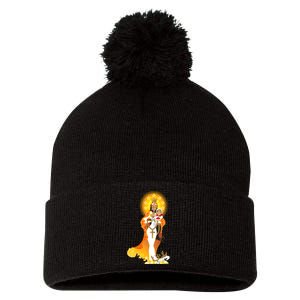 La Virgen De La Caridad Del Cobre Pom Pom 12in Knit Beanie