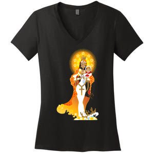 La Virgen De La Caridad Del Cobre Women's V-Neck T-Shirt