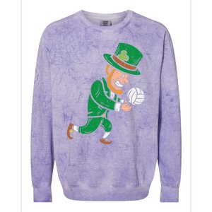 Leprechaun Volleyball Funny St Patricks Day Sport Lover Gift Cute Gift Colorblast Crewneck Sweatshirt