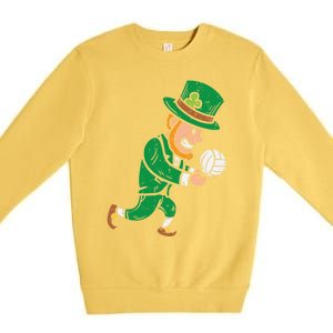 Leprechaun Volleyball Funny St Patricks Day Sport Lover Gift Cute Gift Premium Crewneck Sweatshirt