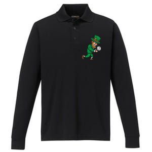 Leprechaun Volleyball Funny St Patricks Day Sport Lover Gift Cute Gift Performance Long Sleeve Polo