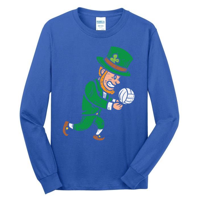 Leprechaun Volleyball Funny St Patricks Day Sport Lover Gift Cute Gift Tall Long Sleeve T-Shirt