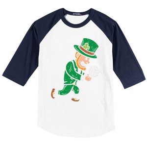 Leprechaun Volleyball Funny St Patricks Day Sport Lover Gift Cute Gift Baseball Sleeve Shirt