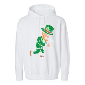 Leprechaun Volleyball Funny St Patricks Day Sport Lover Gift Cute Gift Garment-Dyed Fleece Hoodie