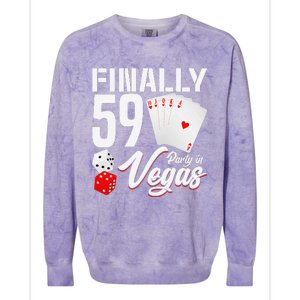 Las Vegas Finally 59th Birthday Party In Vegas Bday Squad Colorblast Crewneck Sweatshirt