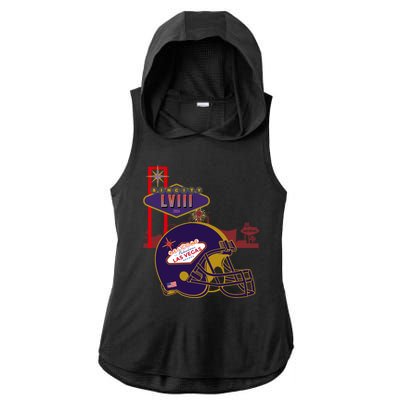 Las Vegas Football Party 2024 Football Ladies PosiCharge Tri-Blend Wicking Draft Hoodie Tank