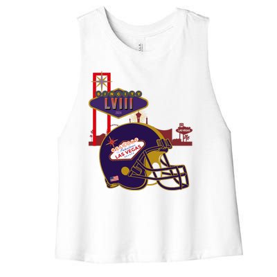 Las Vegas Football Party 2024 Football Women's Racerback Cropped Tank