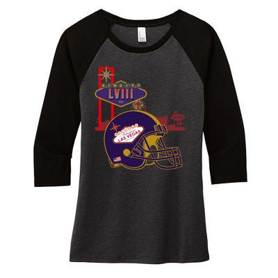 Las Vegas Football Party 2024 Football Women's Tri-Blend 3/4-Sleeve Raglan Shirt