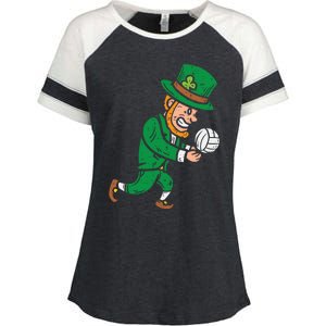 Leprechaun Volleyball Funny St Patricks Day Sport Lover Gift Funny Gift Enza Ladies Jersey Colorblock Tee