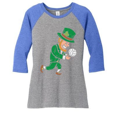 Leprechaun Volleyball Funny St Patricks Day Sport Lover Gift Funny Gift Women's Tri-Blend 3/4-Sleeve Raglan Shirt