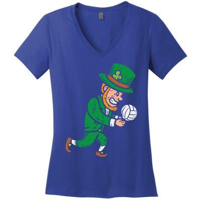 Leprechaun Volleyball Funny St Patricks Day Sport Lover Gift Funny Gift Women's V-Neck T-Shirt