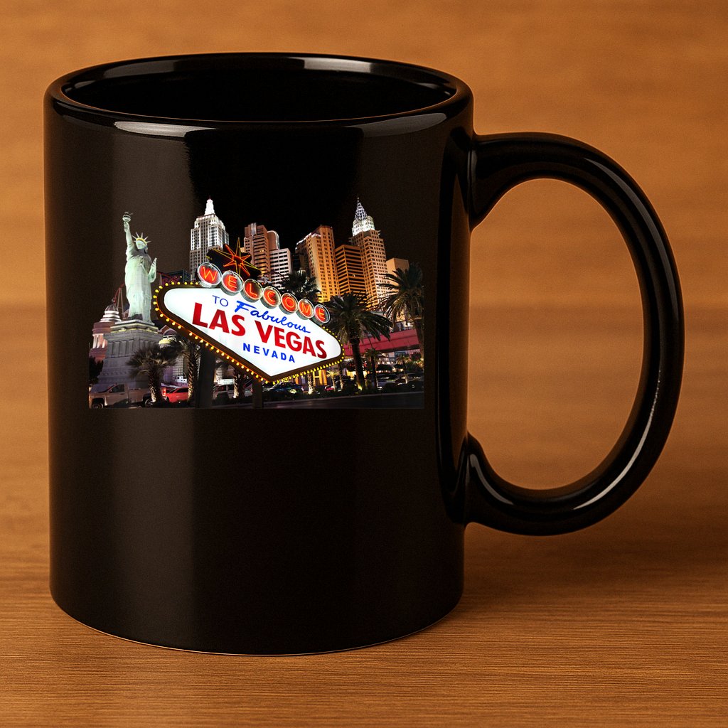 Las Vegas Famous Sign Strip Building Skyline Souvenir 11oz C Handle Ceramic Mug