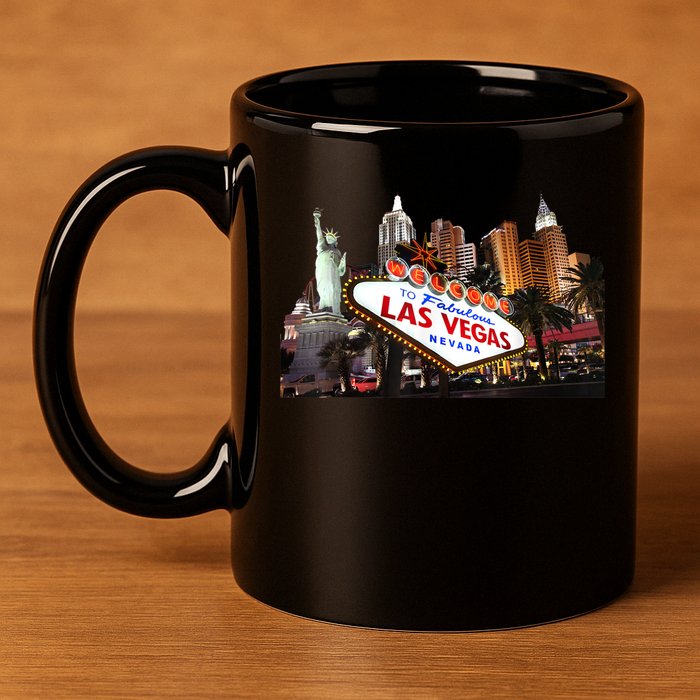 Las Vegas Famous Sign Strip Building Skyline Souvenir 11oz C Handle Ceramic Mug