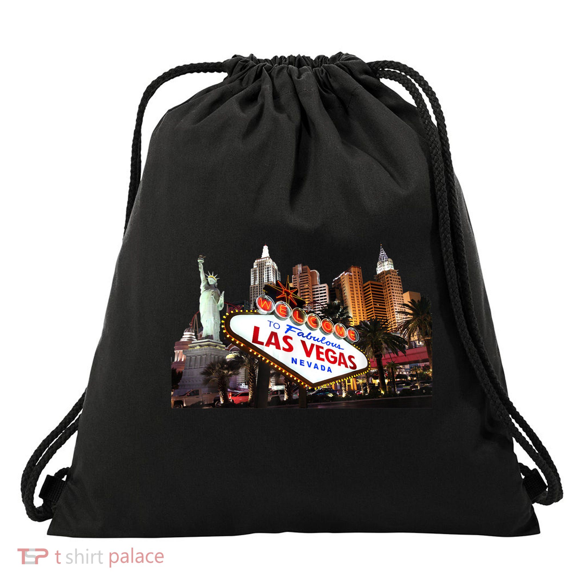 Las Vegas Famous Sign Strip Building Skyline Souvenir Drawstring Bag