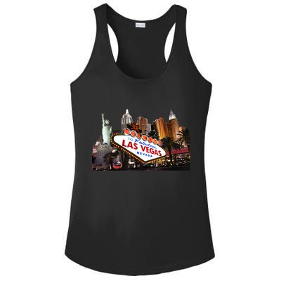 Las Vegas Famous Sign Strip Building Skyline Souvenir Ladies PosiCharge Competitor Racerback Tank