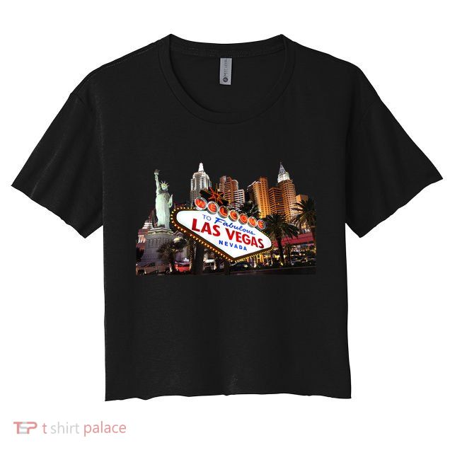 Las Vegas Famous Sign Strip Building Skyline Souvenir Crop Top