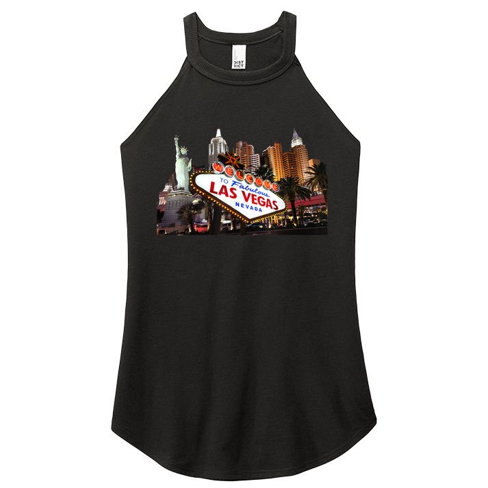 Las Vegas Famous Sign Strip Building Skyline Souvenir Women's Perfect Tri Rocker Tank