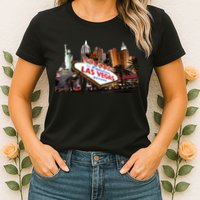 Las Vegas Famous Sign Strip Building Skyline Souvenir Womens T-Shirt