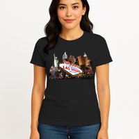 Las Vegas Famous Sign Strip Building Skyline Souvenir Womens T-Shirt